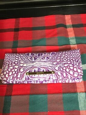 Brahmin Purple Embossed Croc-Pattern Wallet